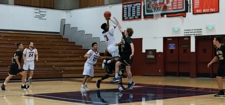Devante Johnson, here against Delta, had 16 points against Siskiyous at the Skyline College Classic